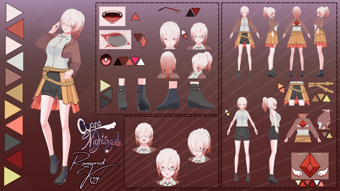 Model + reference sheet for Cyano Nightingale